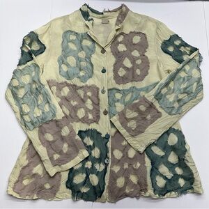 Ohm Unique Women’s Crinkled patchwork blouse M grunge green UNIQUE